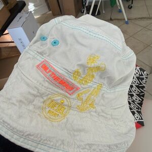 Diesel White Hat with Blue Stitching